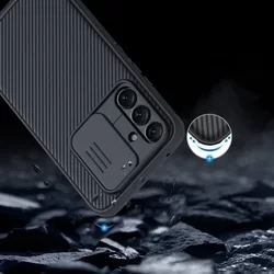 Telefontok Samsung Galaxy A54 5G - Nillkin csúsztatható kameravédős fekete hátlap tok-7