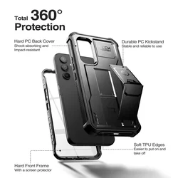 Samsung Galaxy A54 5G Telefontok - Tech- Protect Kevlar Pro- átlátszó előlap + plexi fekete hátlapi 360°-os tok , kitámasztható-2