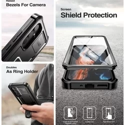 Samsung Galaxy A54 5G Telefontok - Tech- Protect Kevlar Pro- átlátszó előlap + plexi fekete hátlapi 360°-os tok , kitámasztható-3