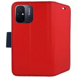 Telefontok Xiaomi Redmi 12C - Fancy piros-kék mágneses szilikon keretes könyvtok-2