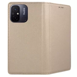 Xiaomi Redmi 12C Telefontok - arany mágneses szilikon keretes könyvtok-1