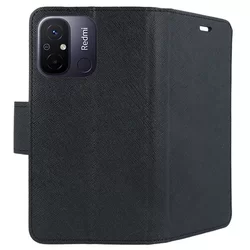 Xiaomi Redmi 12C Telefontok - FANCY fekete szilikon keretes könyvtok-4
