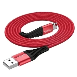 Kábel: HOCO X38 - USB / Type-C (USB-C) piros szövet gyorstöltő kábel 1m, 3A-2