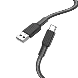 Kábel: HOCO X69 - USB / Type-C (USB-C) fekete szövet gyorstöltő kábel 1m, 3A-1