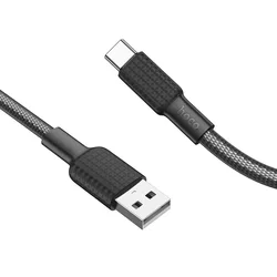 Kábel: HOCO X69 - USB / Type-C (USB-C) fekete szövet gyorstöltő kábel 1m, 3A-2