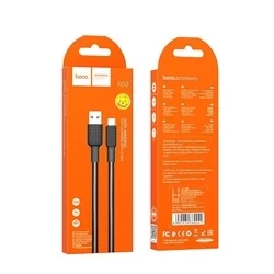 Kábel: HOCO X69 - USB / Type-C (USB-C) fekete szövet gyorstöltő kábel 1m, 3A-4