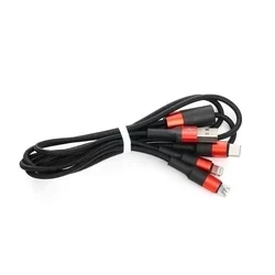 Hoco X26 - 3in1 kábel - USB - Lightning / Type-C / MicroUSB fekete/piros kábel 2A, 1m-1