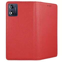 Telefontok Motorola Moto E13 - piros mágneses szilikon keretes könyvtok-1