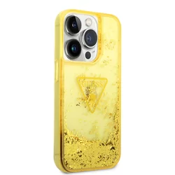 Telefontok iPhone 14 Pro - Guess Liquid Glitter - kemény hátlaptok - Sárga-2