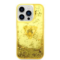 Telefontok iPhone 14 Pro - Guess Liquid Glitter - kemény hátlaptok - Sárga-3
