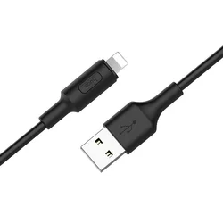 Kábel: HOCO X25 - USB / Lightning fekete kábel, (2,4A) 1m-1