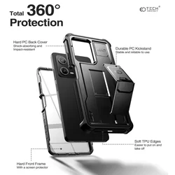 Telefontok Xiaomi Redmi Note 12 Pro 5G - Tech- Protect Kevlar Pro- átlátszó előlap + plexi fekete hátlapi 360°-os tok , kitámasztható-4