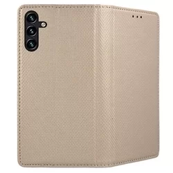 Samsung Galaxy A14 4G / LTE (A145) Telefontok - arany mágneses szilikon keretes könyvtok-2