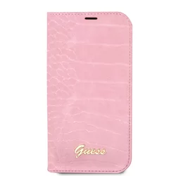 Telefontok iPhone 14 Pro Max - Guess Croco pink könyvtok-1