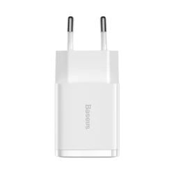 Telefon töltő: Baseus Compact - 2USB portos fehér hálózati töltőfej, 10.5W-5