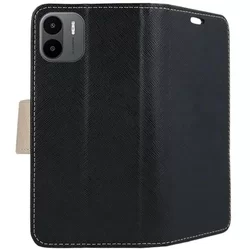 Xiaomi Redmi A2 Telefontok - Fancy fekete / arany mágneses szilikon keretes könyvtok-2