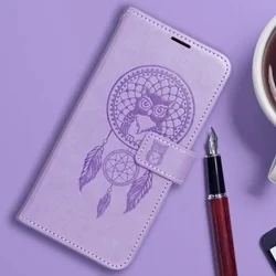 Xiaomi Redmi Note 12 4G / LTE Telefontok - MEZZO bagoly mintás lila mágneses szilikon keretes könyvtok-4