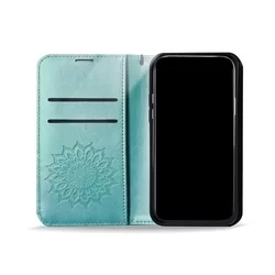 Telefontok Xiaomi Redmi Note 12 Pro+ 5G - MEZZO mandala mintás zöld mágneses szilikon keretes könyvtok-3