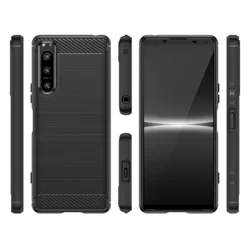 Telefontok Sony Xperia 5 IV 5G - Forcell Carbon fekete szilikon tok-2