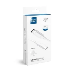 BlueStar - Type-C (USB-C) / Type-C (USB-C) fehér kábel, 120 cm, 3A-2