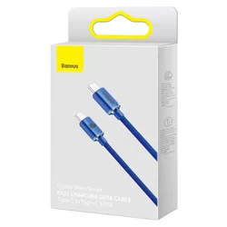 Kábel: Baseus Crystal Shine - Type-C / Type-C (USB-C) kék szövet kábel 120 cm, 5A-5