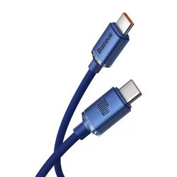 Kábel: Baseus Crystal Shine - Type-C / Type-C (USB-C) kék szövet kábel 120 cm, 5A-1
