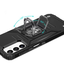 Samsung Galaxy A14 4G / LTE Telefontok - Wozinsky Ring Armor ütésálló fekete tok kitámasztóval-3