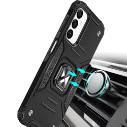 Samsung Galaxy A14 4G / LTE Telefontok - Wozinsky Ring Armor ütésálló fekete tok kitámasztóval-4