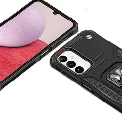 Samsung Galaxy A14 4G / LTE Telefontok - Wozinsky Ring Armor ütésálló fekete tok kitámasztóval-5