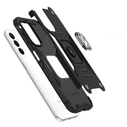 Samsung Galaxy A14 5G Telefontok - Wozinsky Ring Armor ütésálló fekete tok kitámasztóval-2