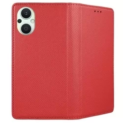 Telefontok Oppo Reno8 Lite 5G - piros mágneses szilikon keretes könyvtok-1