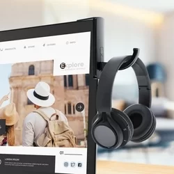 Fejhallgató tartó: Monitorra rögzíthető fejhallgató tartó, fekete-2