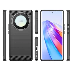 Honor X9a Telefontok - Forcell Carbon fekete szilikon tok-2