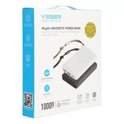 Powerbank: Veger MagOn - fehér powerbank 10000mAh, MagSafe töltés, USB / Type-C / Lightning-7