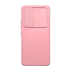 Samsung Galaxy A14 4G / LTE (A145) Telefontok - Slider csúsztatható kameravédős pink szilikon hátlap tok-1