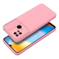 Xiaomi Redmi 10C Telefontok - Slider csúsztatható kameravédős pink szilikon hátlap tok-1