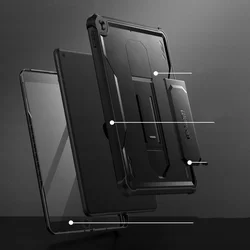 Tablettok iPad 2019 10.2 (iPad 7) - Tech-Protect Kevlar Pro - átlátszó előlap + plexi fekete hátlapi 360°-os tok, kitámasztható, ceruzatartóval-2