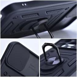 Telefontok iPhone 11 - Camshield - fekete szilikon tok, kitámasztó ujjgyűrűvel, csúsztatható kameravédővel-3