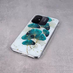 Xiaomi Redmi 12C Telefontok - Gold Glam levelek - mintás műanyag hátlap tok, szilikon kerettel-3