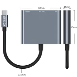 Adapter: Tech-Protect V1 - HUB adapter 3in1 USB / Type-C (USB-C) / HDMI portokkal-3