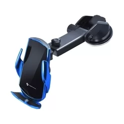 Telefontartó: Forcell HS1 - Univerzális, fekete / kék szellőzőrácsra / szélvédőre rögzíthető automata telefontartó-5