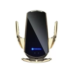 Telefontartó: Forcell HS1 - Univerzális, fekete / arany szellőzőrácsra / szélvédőre rögzíthető automata telefontartó-1