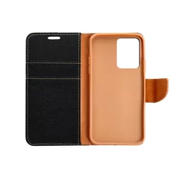 Xiaomi Poco X5 Pro 5G Telefontok - Canvas fekete mágneses szilikon keretes könyvtok-2