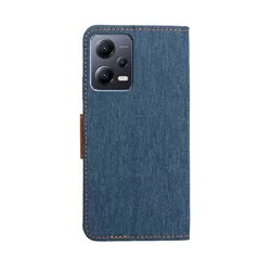 Xiaomi Poco X5 Pro 5G Telefontok - Canvas kék mágneses szilikon keretes könyvtok-2