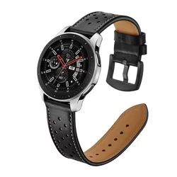 Huawei Watch 4 / Watch 4 Pro okosóra szíj - TECH-PROTECT Leather fekete bőr szíj (22 mm szíj szélesség)-2
