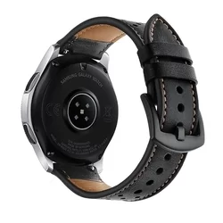 Huawei Watch 4 / Watch 4 Pro okosóra szíj - TECH-PROTECT Leather fekete bőr szíj (22 mm szíj szélesség)-3