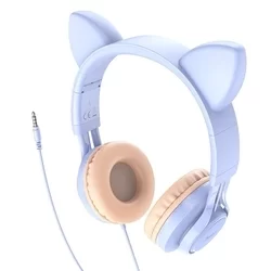 Headset: HOCO W36 - kék vezetékes fejhallgató (3,5 mm jack)-1