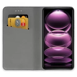 Xiaomi Redmi Note 12 Pro 5G Telefontok - fekete mágneses szilikon keretes könyvtok-1