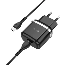 HOCO N24 - Type-C (USB-C) hálózati töltőfej + Type-C / Type-C kábel, fekete 20W-1