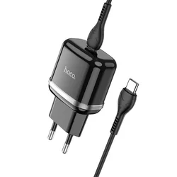 HOCO N24 - Type-C (USB-C) hálózati töltőfej + Type-C / Type-C kábel, fekete 20W-2